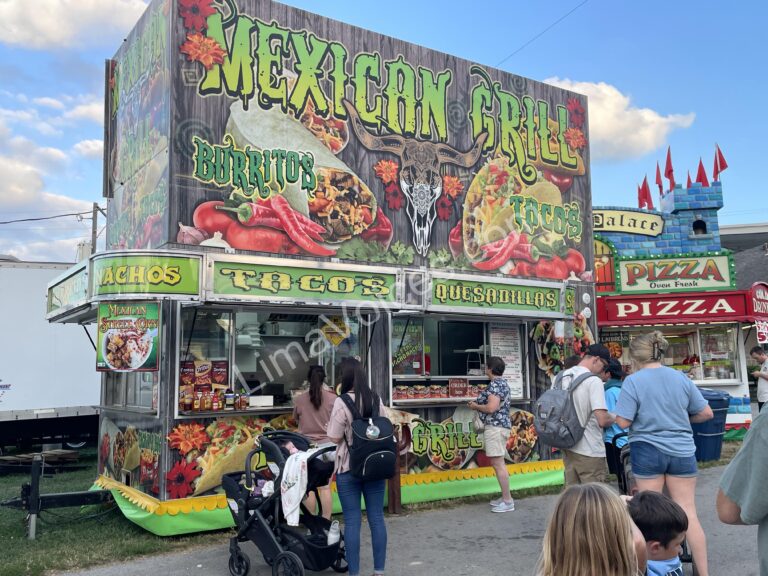 Fairgoers line up for fresh tacos and sizzling street food - a taste of summer in every bite